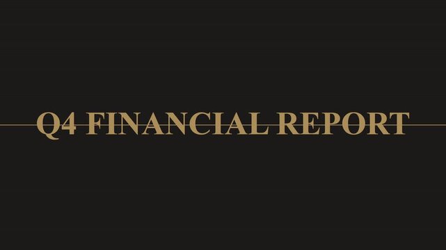 Q4 financial report text overlay title card for corporate business presentation and quarterly earnings analysis animation 4k