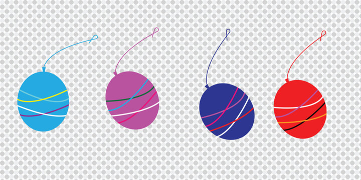 Collection of four colorful yo yo toys on checkered background vector illustration