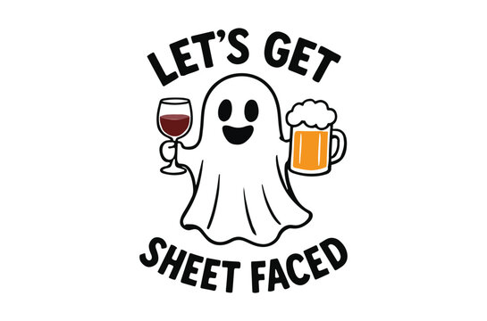Ghost with drinks vector illustration playful halloween themed design
