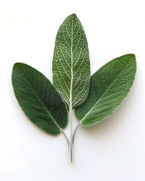 sage macro leaf texture isolated on white background