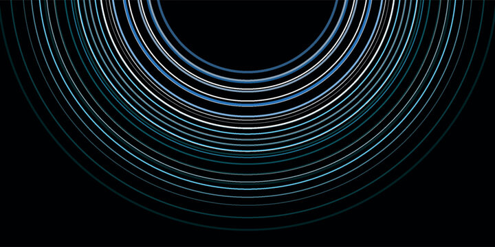 Concentric Circular Light Rings Creating Radiant Neon Pattern.