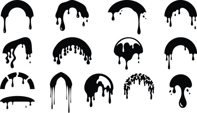 Black paint drip semicircle shapes