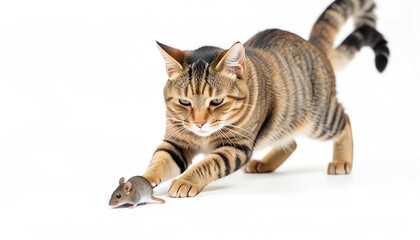 Fototapeta premium Cat hunting a mouse (animal instinct)