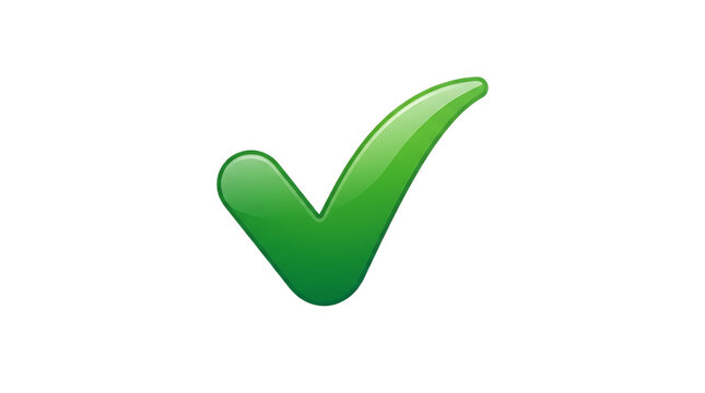 Bold glossy green checkmark icon representing success