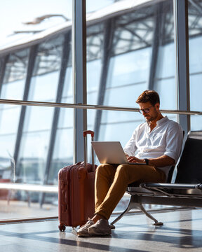 Business Traveler Working at the Airport
