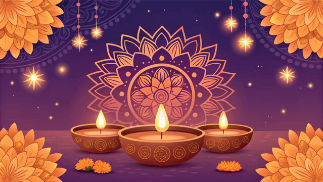 Diwali, Diwali decorations, Indian festival lights, vector illustration