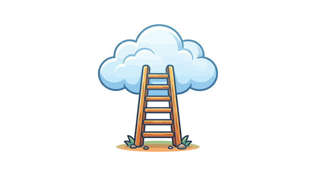 Pixel Art Ladder Reaching into a Cloud