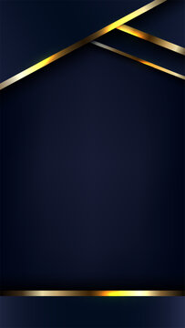 Luxury dark blue gold background with premium abstract geometric layers and elegant metallic vertical design, corporate banner or invitation template