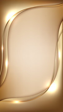 Luxury golden abstract background with smooth curved lines elegant metallic wave wallpaper and premium design featuring bright lens flares and shadows, modern banners