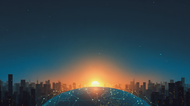 Smart digital Innovation city with connection network reciprocity over the city of future smart wireless digital city and social media networking systems that connects people with in city