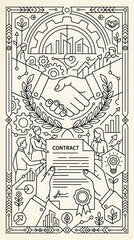 Obraz premium Intricate ancient contract scroll with seals and symbols.
