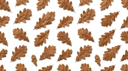 Fototapeta premium Autumn Oak Leaves Pattern with Brown and Orange Colors for Seasonal Design.