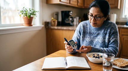 Fototapeta premium Blood Sugar Monitoring At Home Concept