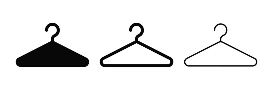 Clothes hanger icon silhouette vector outline and line art