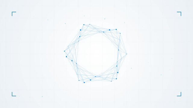 Blue plexus structure connecting digital nodes on white grid background for medical or scientific research visualization