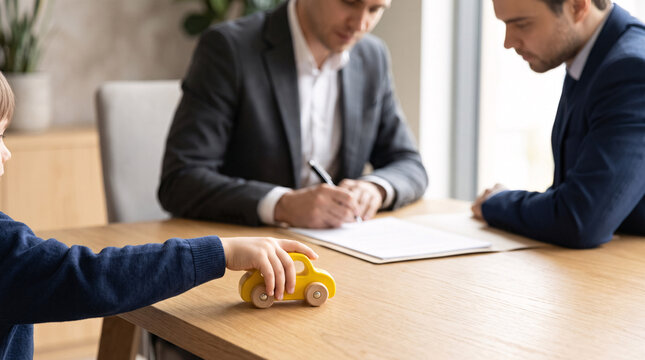 Entretien Familial avec Enfant Jouant &agrave; la Voiture Miniature