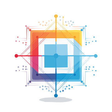 Abstract layered network diagram with nodes and connections