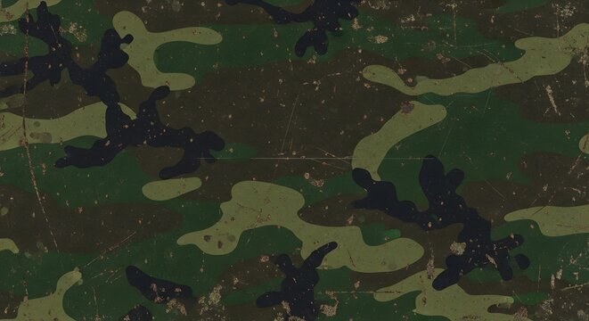 Detailed Camouflage Pattern Texture Featuring Green and Brown Military Style Shapes