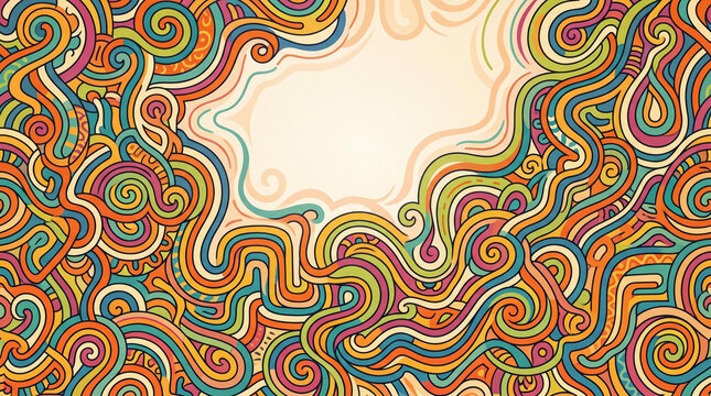 Intricate Colorful Maze Pattern with Interconnected Swirling Lines and Abstract Design