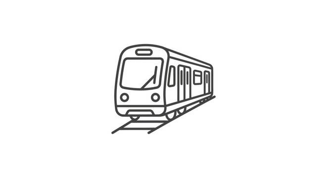 Modern train on railway tracks moving.