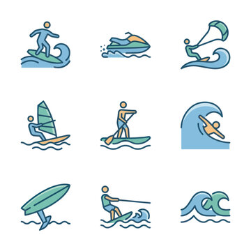 People surfing on ocean waves sports.