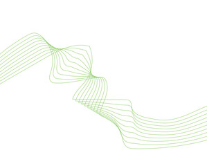 Fototapeta premium Minimalist green wave lines on white background, abstract flowing vector curves, organic eco-friendly motion graphic for sustainable branding