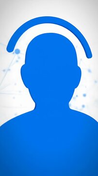 Blue male user silhouette icon on white background.