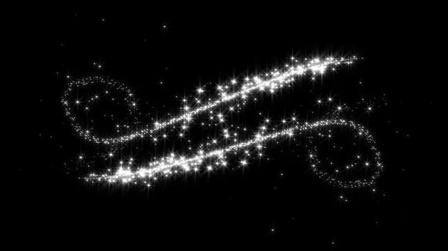 White Twinkling Glitter Particles Animation, Sparkling Star Trail, Luxury Magic Dust, Fairy Wand Line, Christmas Glitter Glow, Black Background, Seamless Loop  Transition.4K Effec