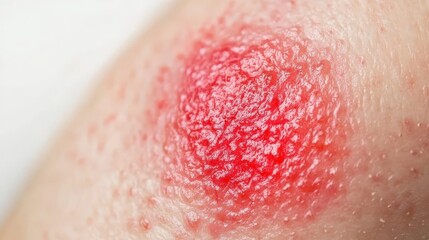 Fototapeta premium Close-up view of inflamed skin showing redness and irritation after a dermatological procedure or treatment.
