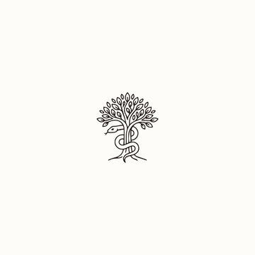 Tree snake logo template vector illustration design