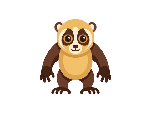 Cute cartoon slow loris primate illustration on white background.