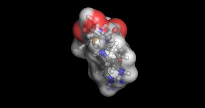 Cu-GHK, copper-binding tripeptide complex, 3D molecule 4K spinning