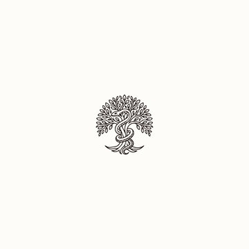 Tree snake logo template vector illustration design