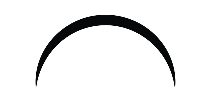Abstract Black Arch Vector Shape, Minimalist Curved Line Crescent Moon Design Element, Geometric Half Circle Swash Accent