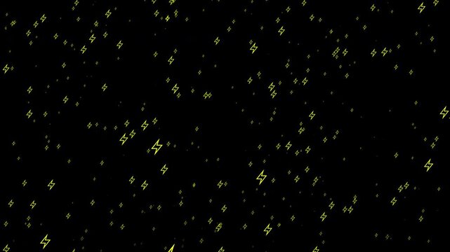 A shower of outline lightning bolts. Alpha Channel. Seamless loop motion graphics.
