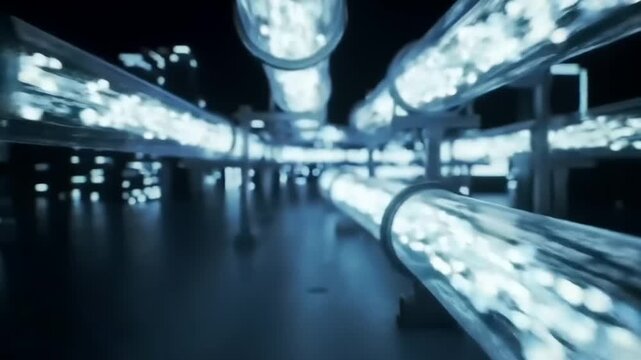 Abstract data flow through pipes futuristic visual representation