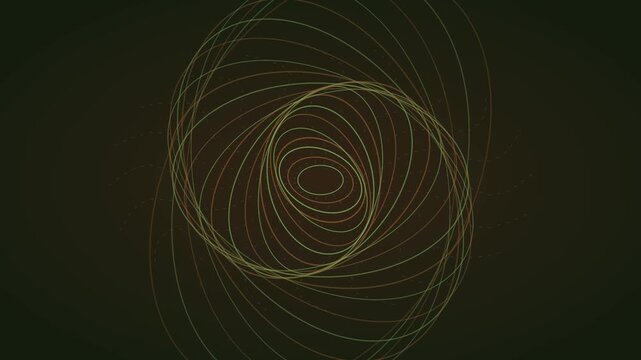 Abstract geometric spiral motion animation 4k background, with glowing neon, ellipse lines