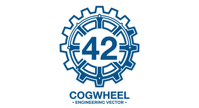 Geometric circular emblem design featuring the numbers four two within a gear pattern suitable for technology or programming projects