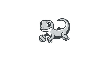 Fototapeta premium Cute cartoon lizard character smiling.