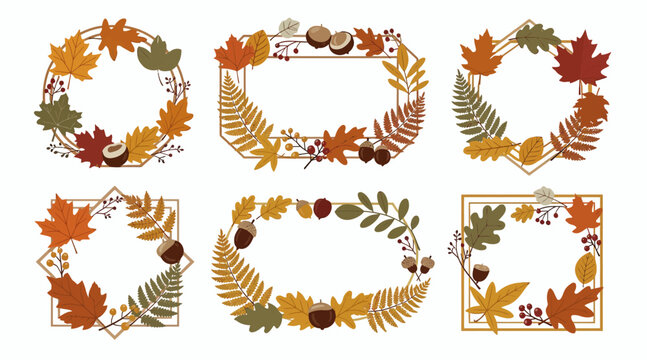 Autumn leaves frames and borders