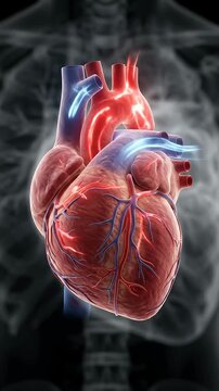3d medical illustration of a human heart with a highlighted area