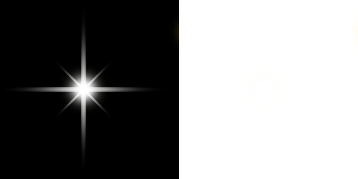 Luxury white glowing starburst lens flare light effect, magic twinkle flash, shiny radiant ray, lens flare overlay, sparkling png