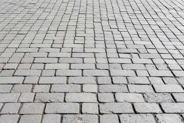 Fototapeta premium A cobblestone street in the middle of a city