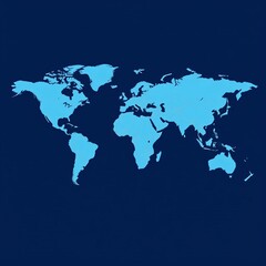 Fototapeta premium Dark blue background with light blue map of the world vector illustration, travel, sophistication