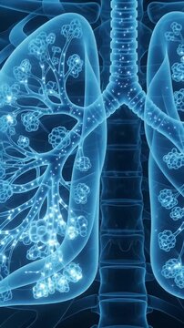 3d medical illustration of human respiratory system with lungs and trachea