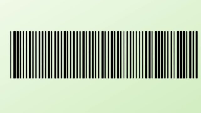 Digital barcode scanning animation transitioning into abstract sound wave frequency visualization 4k