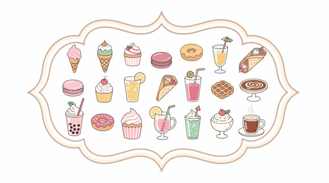 assorted desserts and drinks