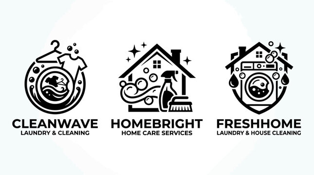 Laundry and Cleaning Service Logos.