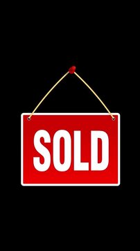 Sold Red Sign Board with Red Pin Vertical