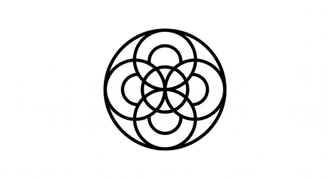 black geometric flower of life mandala symbol